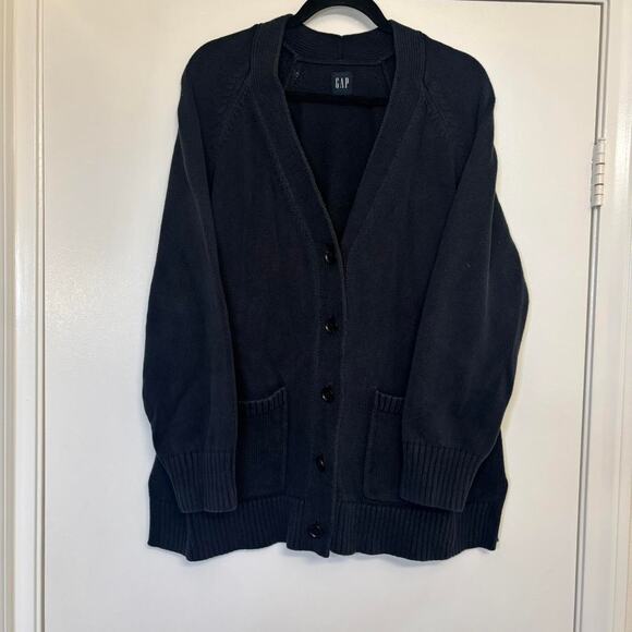 Black Gap XL Button-Up Cardigan Sweater 100% Cotton - Picture 2 of 6
